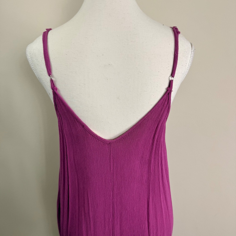 Lovestitch Magenta Purple Gauze Maxi Dress Adjustable Straps Pockets S/M - Picture 4 of 9